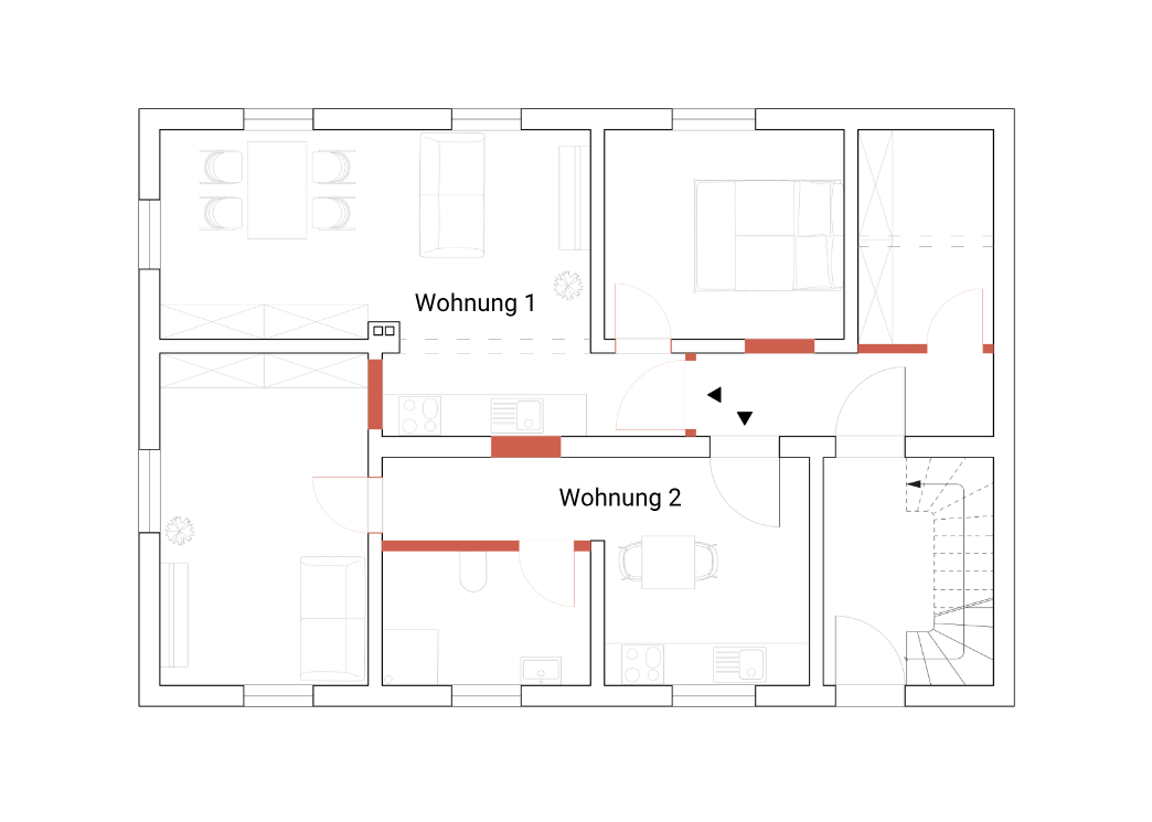 Zwei Wohneinheiten, Neuplanung